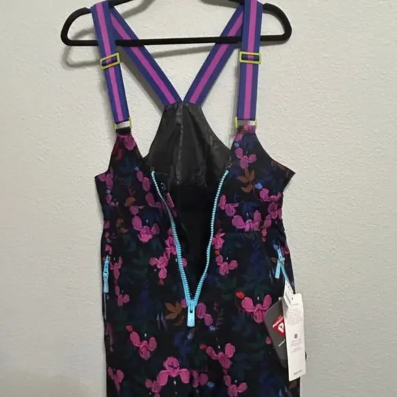 NEW Roxy x Rowley Insulated Snow Bib Ski Pants Floral Print Womens Med Après Ski